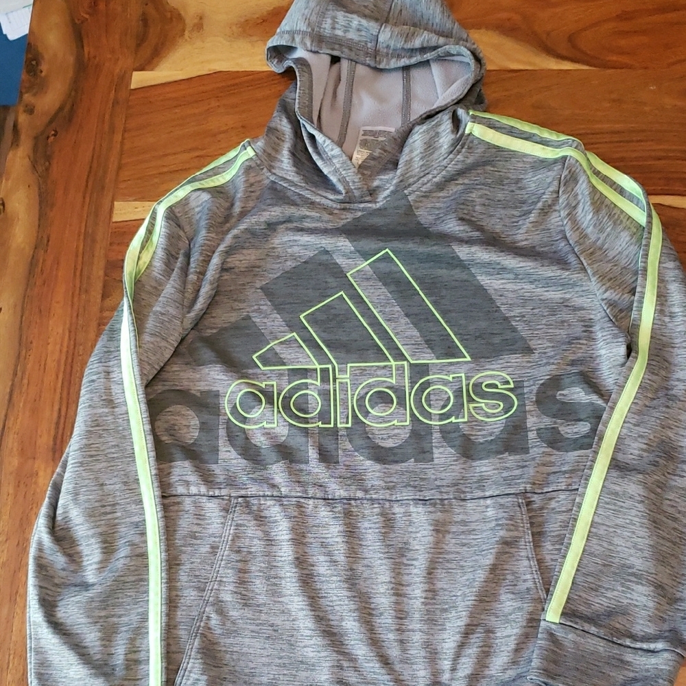 Adidas Gray Hoodie with Neon Accents